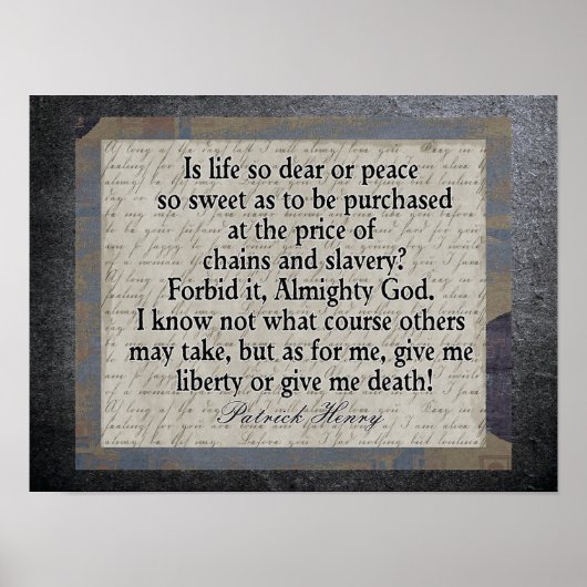 Poster Liberté ou Mort - Citation de la Révolution améric (Devant)