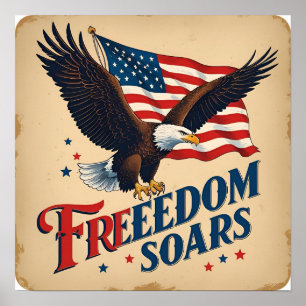 Poster Liberté s'envole Parchment d'aigle Imprimer