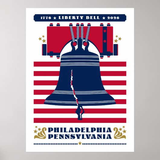 Poster Liberty Bell Philadelphia Pennsylvania Stripes (Devant)
