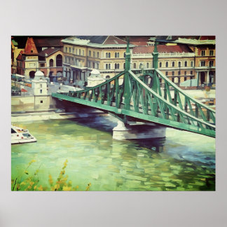 Poster  Liberty bridge -Budapest - painting 