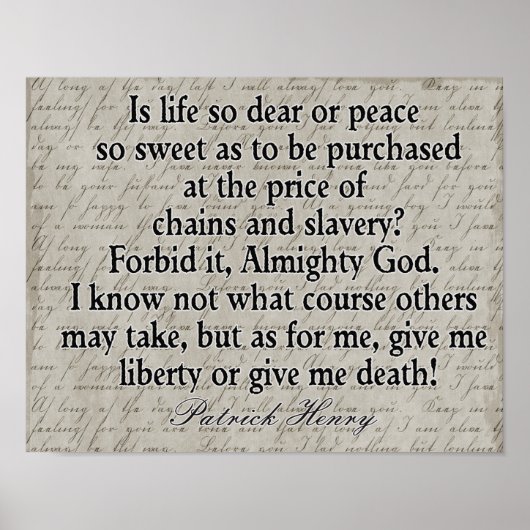 Poster Liberty or Death --- Patrick Henry Quote -- print (Devant)