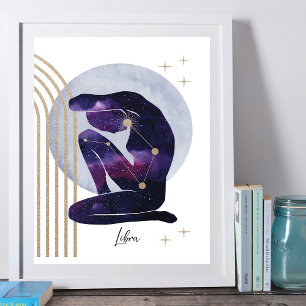 Poster Libra Feminine Purple Zodiac Design