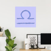 Poster Libra. Signe astrologique zodiaque. Bleu. (Bureau à domicile)