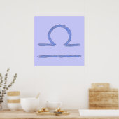 Poster Libra. Signe astrologique zodiaque. Bleu. (Cuisine)