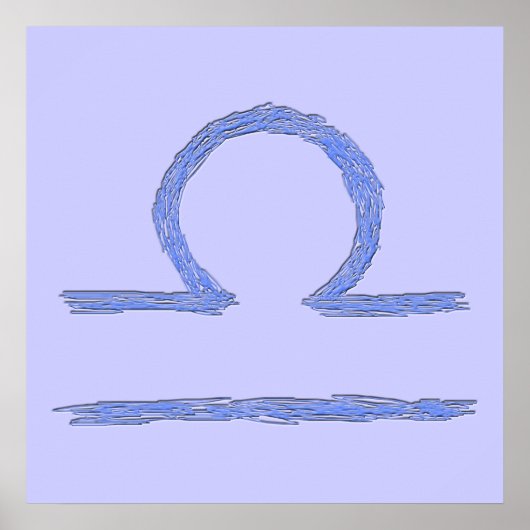 Poster Libra. Signe astrologique zodiaque. Bleu. (Devant)