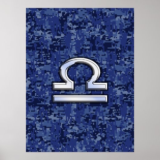Poster Libra Zodiac Connexion Camouflage numérique bleu (Devant)