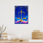 Poster Libra Zodiac Scales in a Star-Filled Sky (Cuisine)