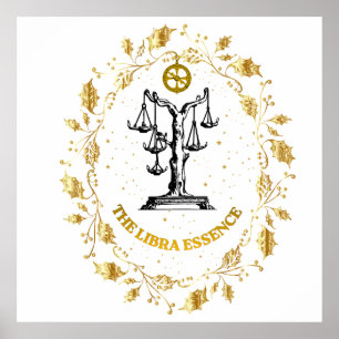 Poster Libra Zodiaque Luxe  Esthétique Étoiles Art