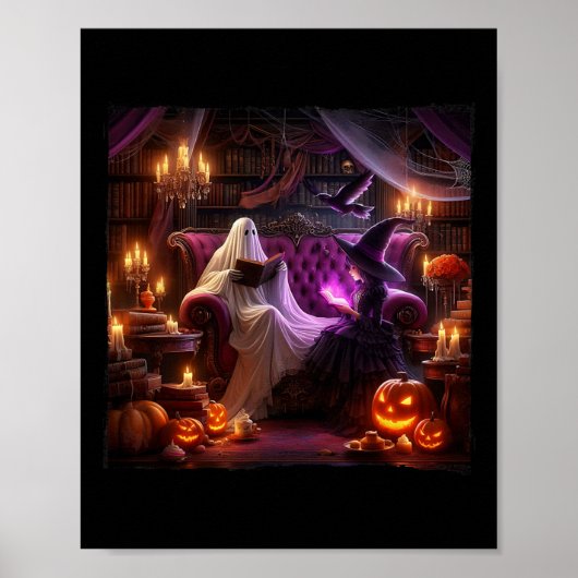 Poster Librairie éffrayante Haunted Halloween Librairie V (Devant)