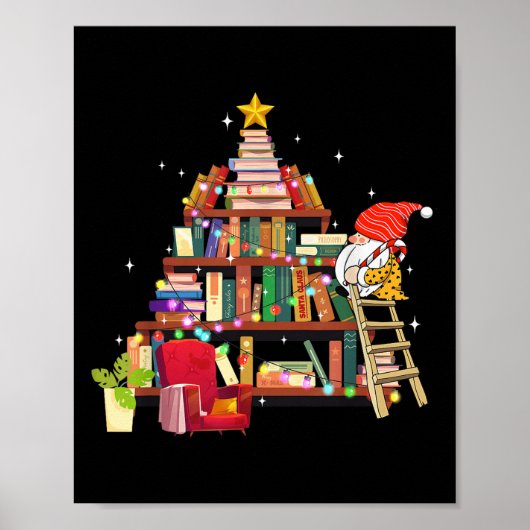 Poster Librarian And Book Lover Christmas Library Tree Li (Devant)