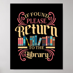 Poster Librarian Bookworm Book Lover Library