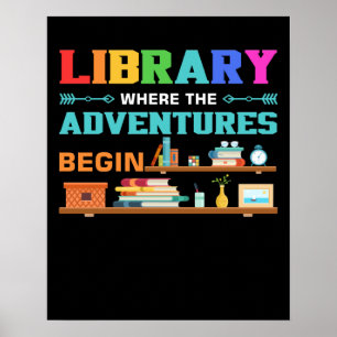Poster Library Books Where Adventure Begins