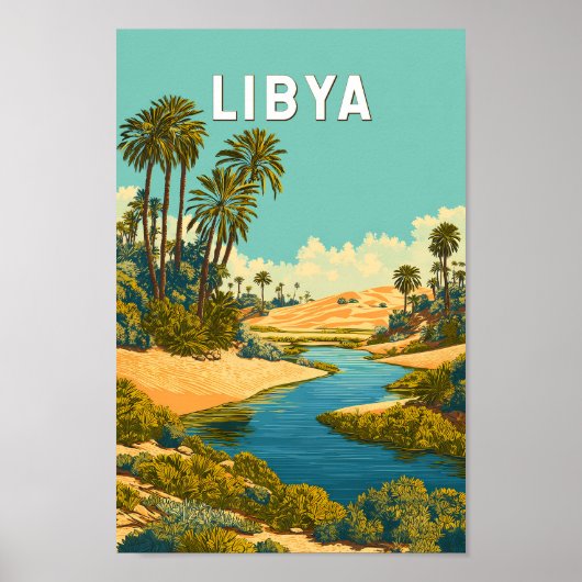Poster Libya Illustration Travel Art Vintage (Devant)