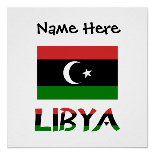 Poster Libye Drapeau Libyen Noir Personnalisation  (Devant)