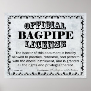 Poster Licence Bagpipe
