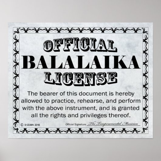 Poster Licence Balalaika (Devant)