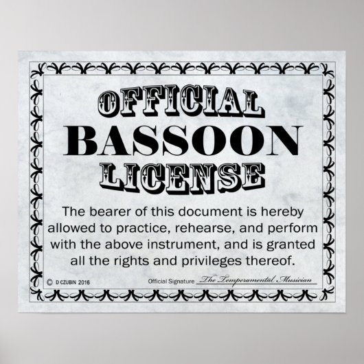 Poster Licence Bassoon (Devant)