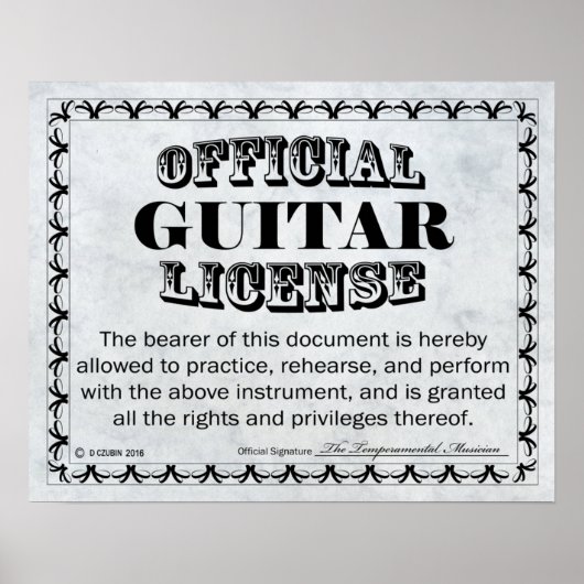 Poster Licence de guitare (Devant)