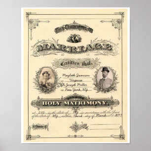 Poster Licence de mariage vintage