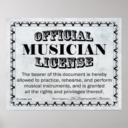 Poster Licence de musicien (Devant)