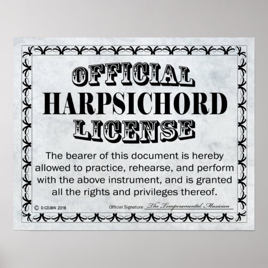 Poster Licence Harpsichord (Devant)
