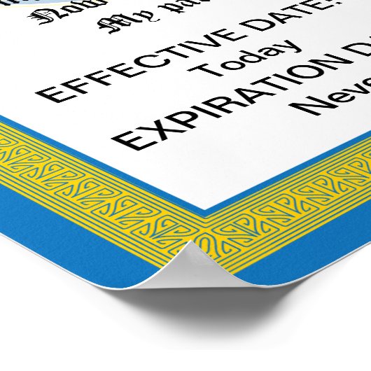 Poster Licence pour le certificat de retrait de refroidis (Coin)