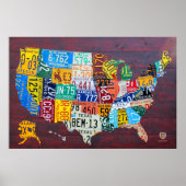 Poster License Plate Map of the United States 2012 Ed. 1 (Devant)