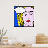 Poster Lichtenstein Style bande dessinée dame pleurer (Cuisine)