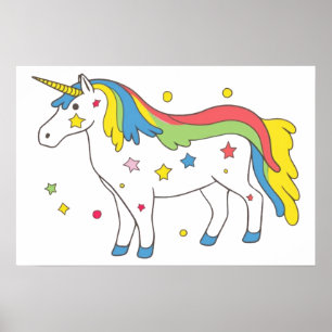 Poster licorne arc-en-ciel
