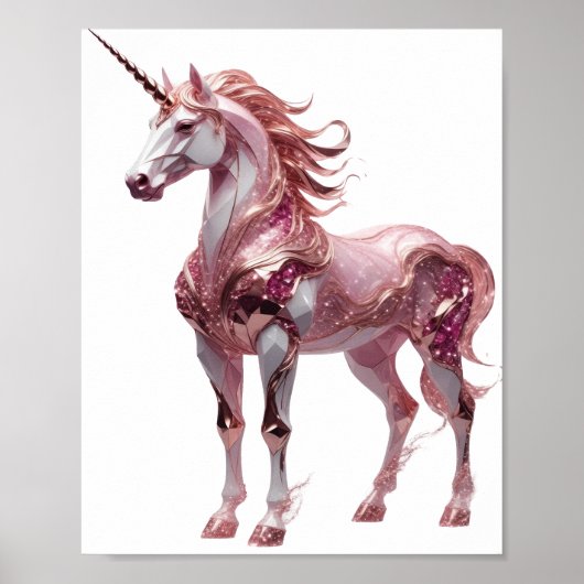 Poster Licorne argentée chic création personnalisée (Devant)