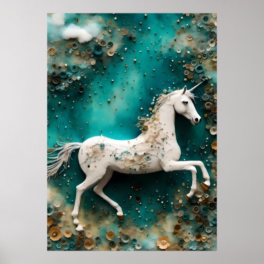 Poster licorne blanche magique (Devant)