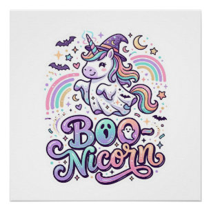 Poster Licorne Boo-licorne Vecteur Premium Conception Vec