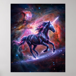 Poster Licorne Cosmique Art Fantastique de la Nébuleuse d
