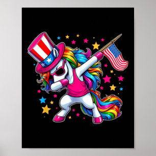 Poster Licorne Dabbing 4 Juillet Oncle Sam Filles Americ