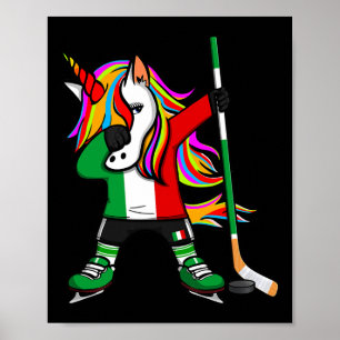 Poster Licorne Dabbing Italie Fans de hockey sur glace Ma