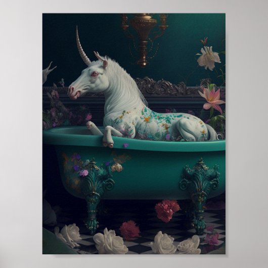 Poster Licorne dans la baignoire (Devant)