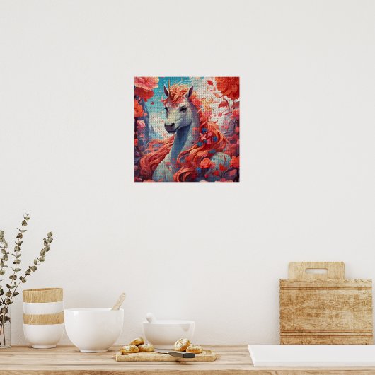 Poster Licorne dans un jardin fleuri (Cuisine)