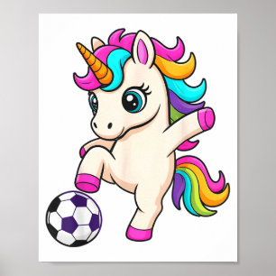 Poster Licorne de foot Kawaii, juste une fille qui aime g