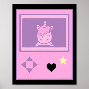 Poster Licorne de jeux vidéo Kawaii de style manga fille 