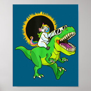 Poster Licorne de l'éclipse solaire drôle chevauchant Rex