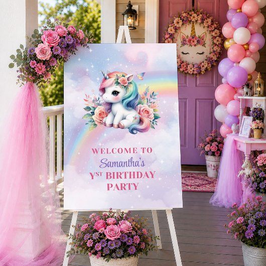 Poster Licorne Enchantée Anniversaire Fille Magique Paste