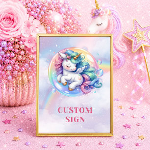 Poster Licorne Enchantée Rose Violet Fille Anniversaire 8