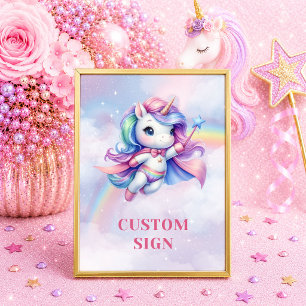 Poster Licorne Fantaisiste Couleurs Pastel Anniversaire P