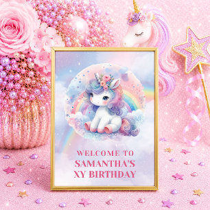 Poster Licorne Fantaisiste Fille Anniversaire Bienvenue S
