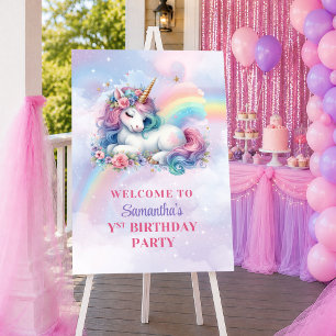 Poster Licorne Fantaisiste Rose Violet Fille Bienvenue An