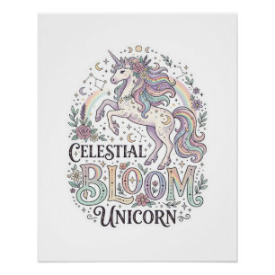 Poster Licorne Fleur Céleste Licorne Premium Vecteur Typ