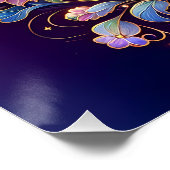 Poster Licorne Florale aux Tons de Bijoux Fantastique (Coin)