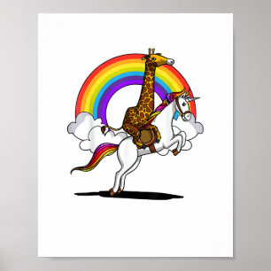 Poster Licorne Magique Arc-en-Ciel Drôle Garçons à Cheval