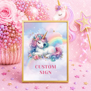 Poster Licorne Magique Colorée Jour Fille Anniversaire Pe