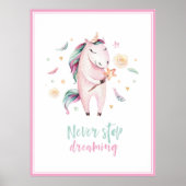Poster licorne magique mignonne fille rose enfants (Devant)